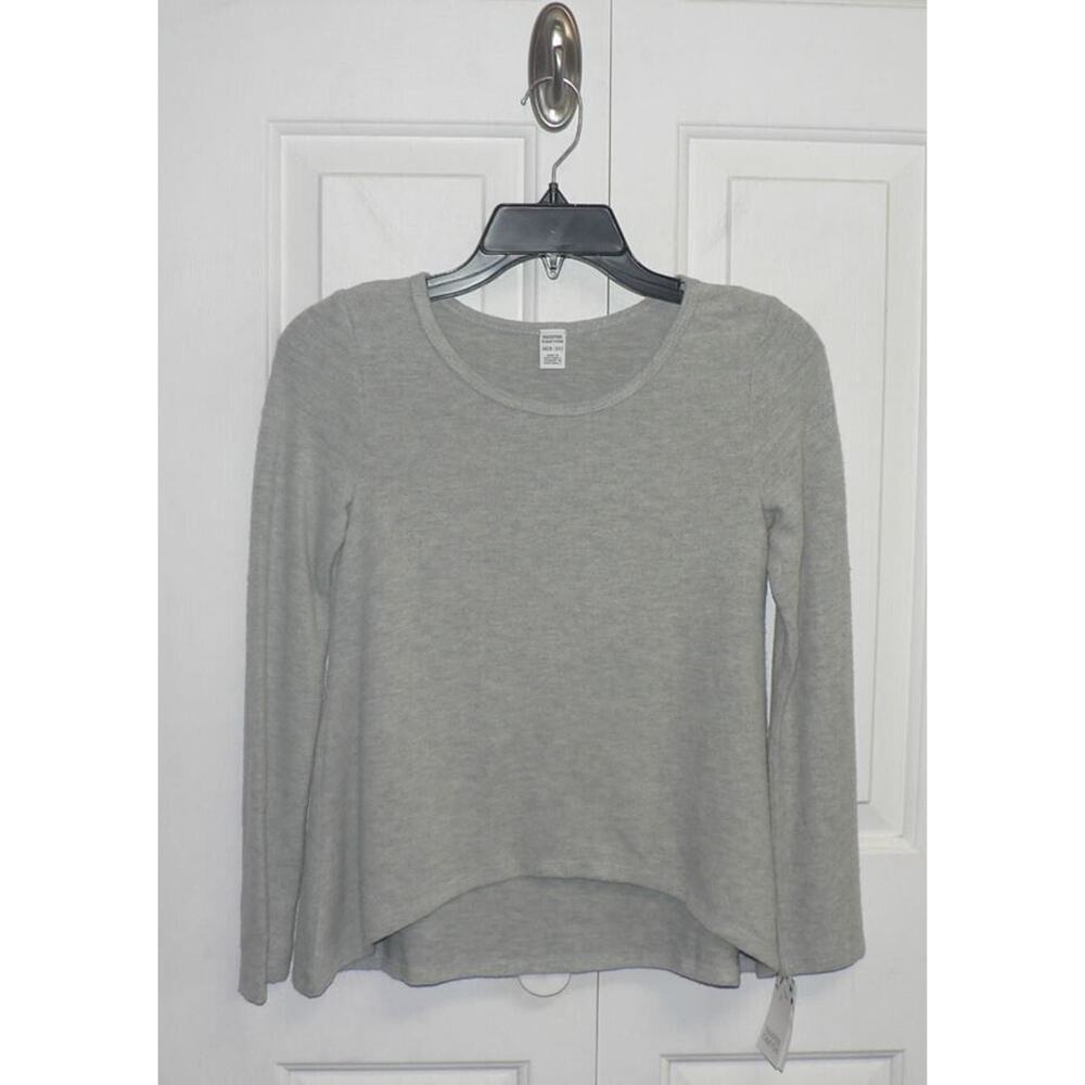 Harper Canyon Girls Long Sleeve Brushed Knit High-Low Hem Top in Grey Heather Me
